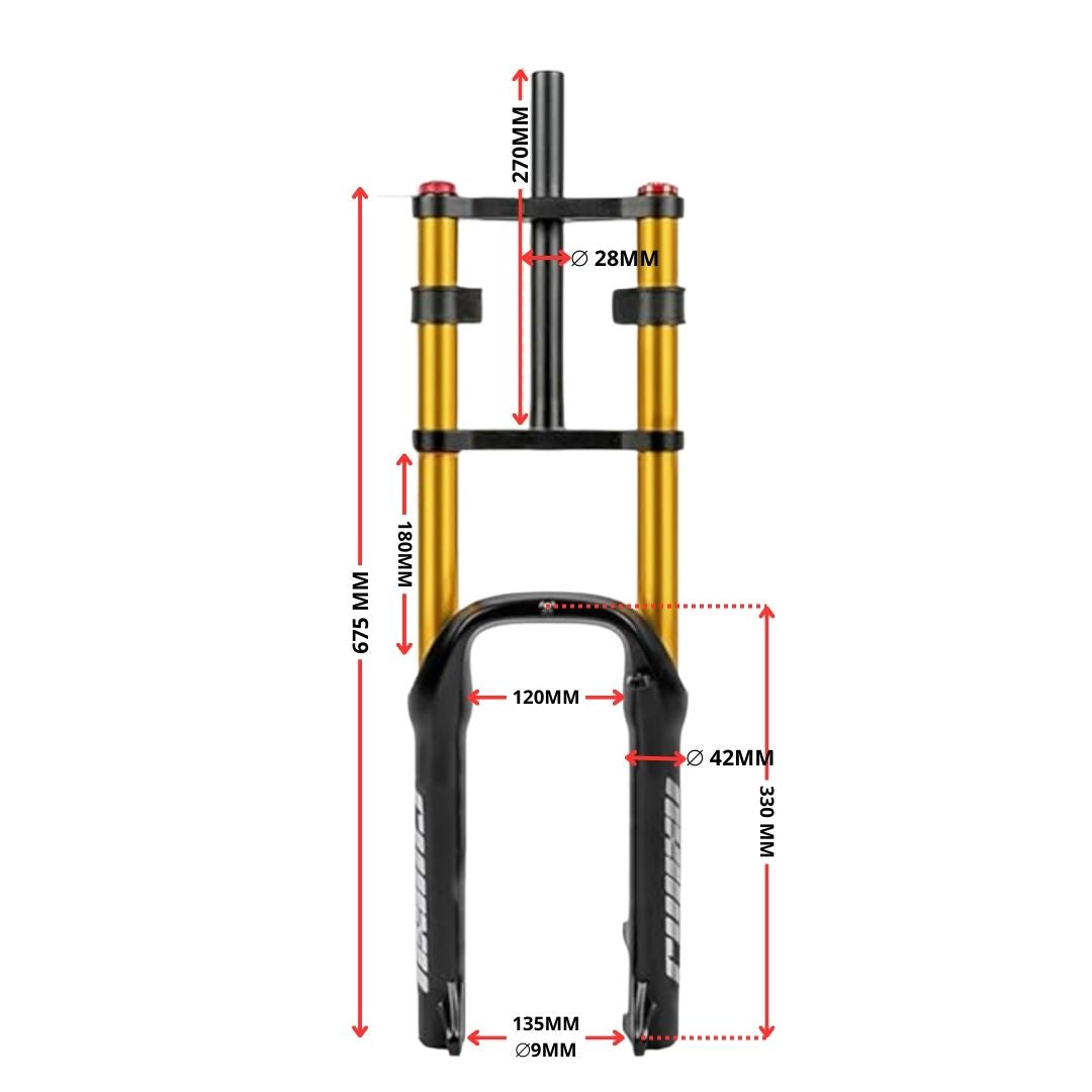 Fourche pneumatique type moto pour Fatbike 20 pouces