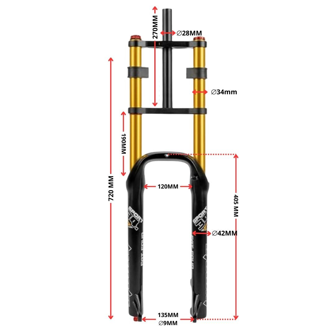 Fourche pneumatique type moto pout Fatbike 26 pouces