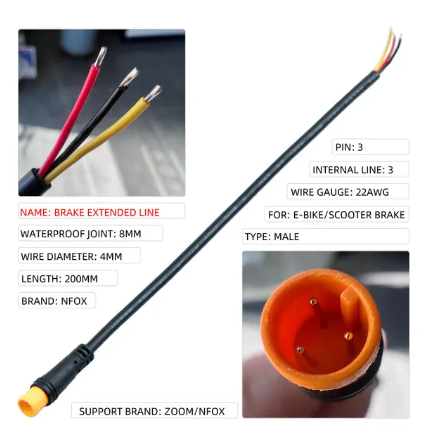 Extension câble de frein 3 pin orange male