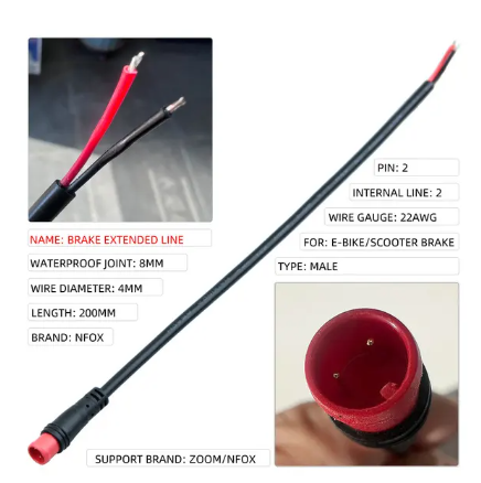 Extension câble de frein 2 pin rouge mâle