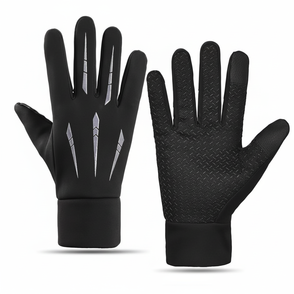 Gants de cyclisme hiver sur fond blanc