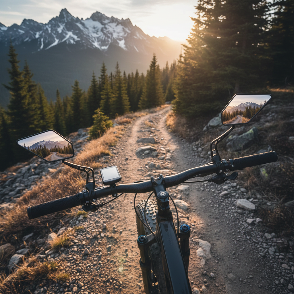 Rétroviseurs sur fat bike en montagne